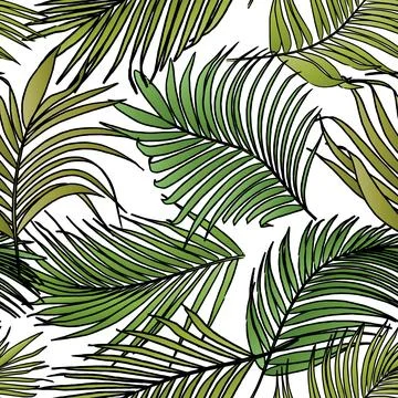 Palm leaf vector seamless pattern Illustrazione stock