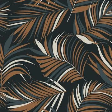 Palm leaf vector seamless pattern Stock Illustration