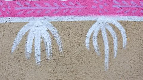 Palm leaf on the wall texture background, isolated textured background Stock Photos