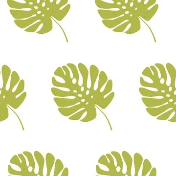 Palm leaf on white background, seamless pattern, vector. Stock Illustration