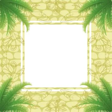 Palm leaves and abstract pattern Stock Illustration