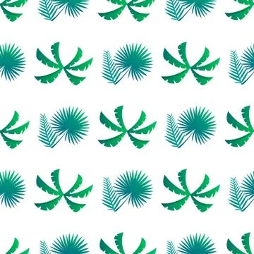 Palm Leaves and Bushes Pattern Vector Illustrazione stock