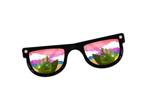 Palm leaves and clouds. Vector illustration on white background. 스톡 일러스트