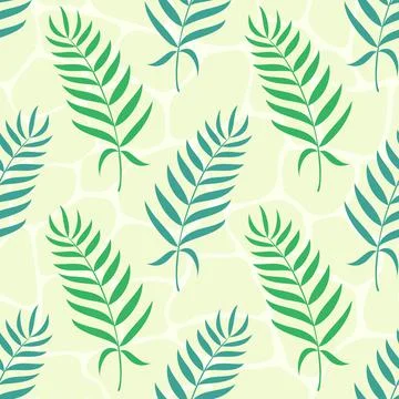 Palm leaves continuous seamless pattern Stock Illustration