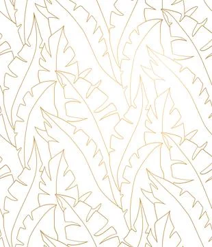 Palm leaves gold pattern. Palm leaves seamless pattern vector. Lina art Illustrazione stock