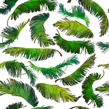 Palm leaves seamless background Stock Illustration