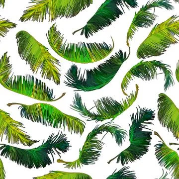 Palm leaves seamless background Stock Illustration