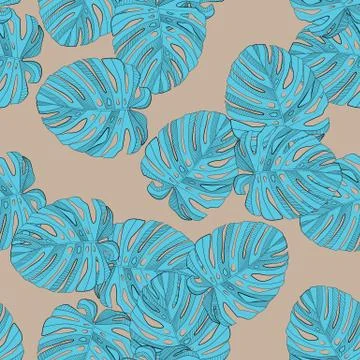 Palm Leaves Seamless Pattern Background. Vector Illustration Illustrazione stock