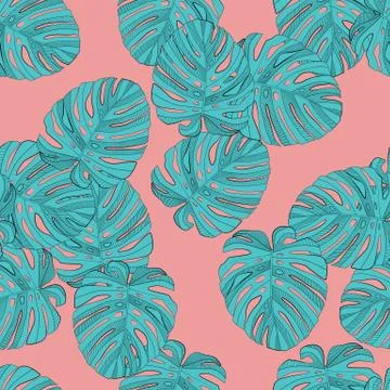 Palm Leaves Seamless Pattern Background. Vector Illustration Illustrazione stock