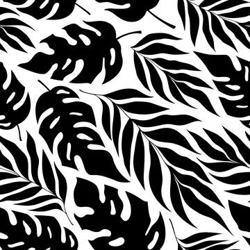 Palm leaves seamless pattern. Graphic modern vector illustration. For fabri.. Illustrazione stock