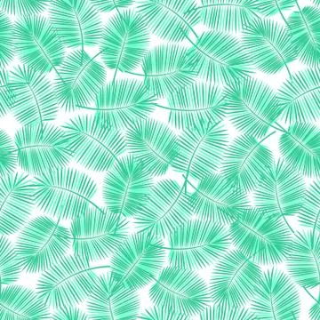 Palm leaves seamless pattern. Green colors. Stock Illustration