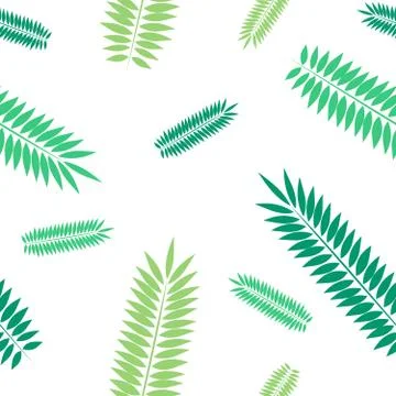 Palm leaves seamless pattern. Tropical leaves isolated on white background Stock Illustration