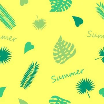 Palm leaves seamless pattern. Tropical leaves isolated on dark background Stock Illustration