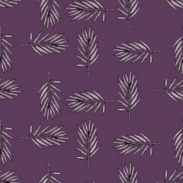 Palm leaves seamless pattern. Tropical branch in engraving style. Stock Illustration