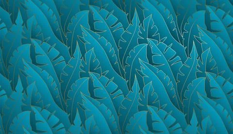 Palm leaves seamless pattern vector. Line art illustration. Shirting textile Illustrazione stock