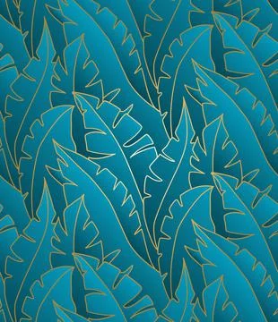 Palm leaves seamless pattern vector. Line art illustration. Shirting textile Stock Illustration