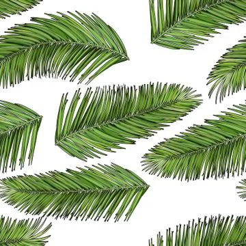 Palm leaves seamless vector background Stock Illustration