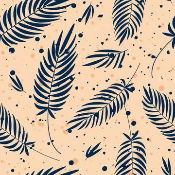 Palm leaves. Tropical seamless pattern with texture. Vector, illustration Illustrazione stock
