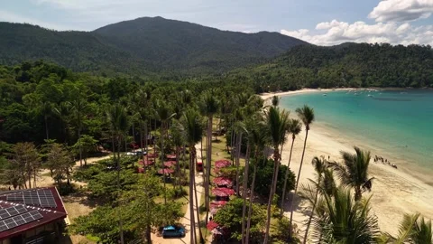 Palm Lined Beach and Turquoise Bay in Batchawan Beach 動画素材 335647400