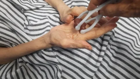 Palm Massage Using Tool Video stock 332229367