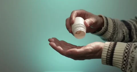 Palm with medical tablets Video stock 314499521