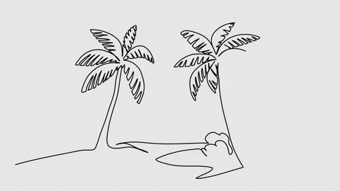 Palm one line drawing animation. Video clip with alpha channel. Video stock 259074277