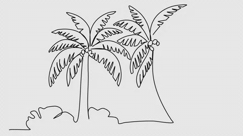 Palm one line drawing animation. Video clip with alpha channel. Stock Footage 259074616