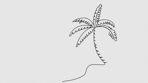 Palm one line drawing animation. Video clip with alpha channel. Video stock 259076498