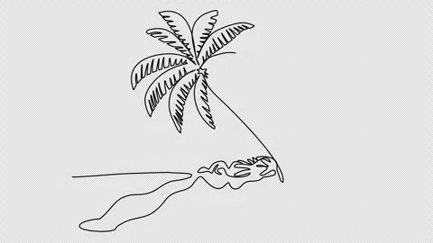 Palm one line drawing animation. Video clip with alpha channel. Video stock 259076764