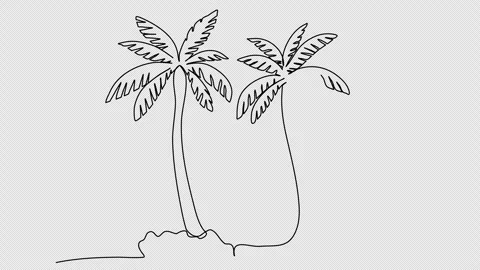 Palm one line drawing animation. Video clip with alpha channel. Video stock 259076840