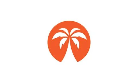 Palm or coconut tree with sunset logo symbol vector icon illustration graph.. Stock Illustration