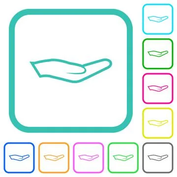 Palm up outline vivid colored flat icons Ilustração Stock