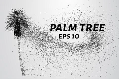 The palm of the particles. Palma crumbles into small circles and dots. Vect.. Stock Illustration