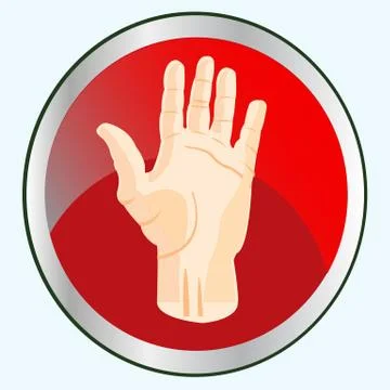 Palm of the person on button Stock Illustration