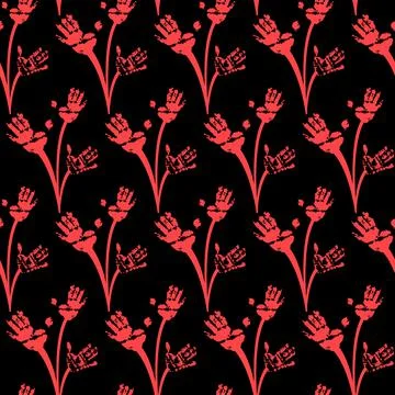 Palm print on dark background, open human palm, symbol of friendship and coop Stock-Illustration