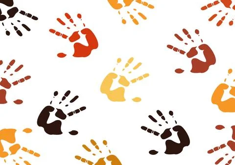 Palm print pattern on a white background Stock Illustration