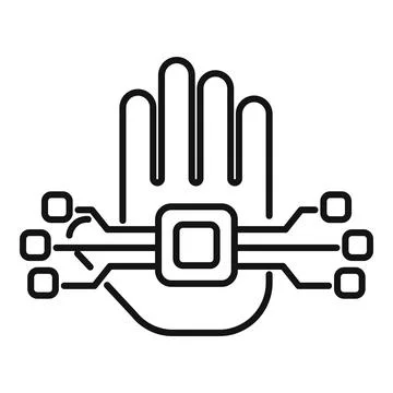 Palm processor scanning icon outline vector. Social system Stock Illustration