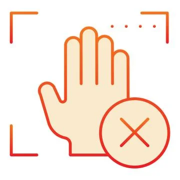 Palm recognition error flat icon. Palmprint access fail red icons in trendy flat 스톡 일러스트