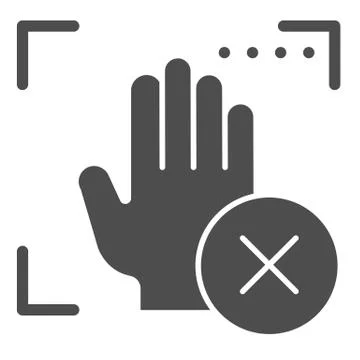 Palm recognition error solid icon. Palmprint access fail vector illustration Stockillustratie