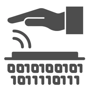 Palm recognition solid icon. Verification palmprint system vector illustration Stock Illustration