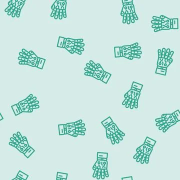 Palm robot hand gesture line vector seamless pattern Stock Illustration