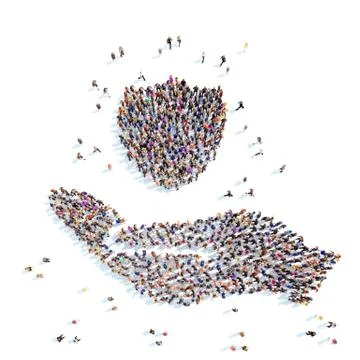 Palm with a shield. Stock Illustration