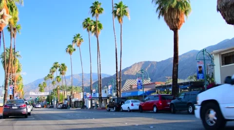 Palm Springs, California/Busy traffic on Palm Canyon Dr . Stock Footage