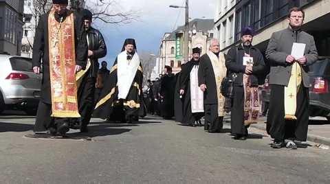 Palm Sunday religious procession in Kiev, Ukraine 2 Stock Footage 48845240