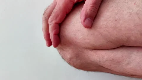 Palm Tapping on Knee to Show Simple Body Contact Gesture Video stock 330761182