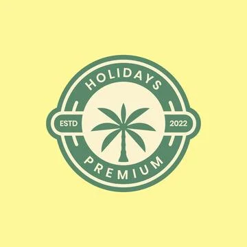Palm tree alone coconut trees geometric badge modern logo design vector ico.. Stockillustratie
