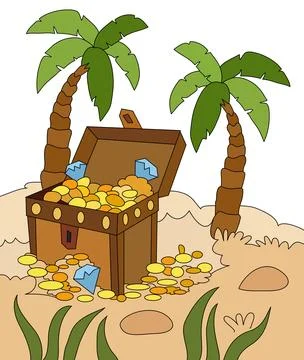 Palm tree and buried treasure vector illustration Stock Illustration
