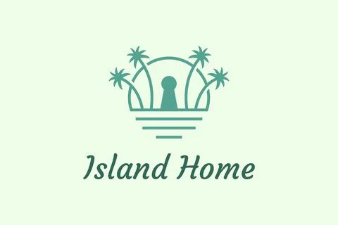 Palm tree and keyhole object with minimalist and modern shape suitable for is Stock Illustration