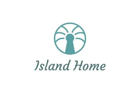 Palm tree and keyhole object with minimalist and modern shape suitable for is Stock Illustration