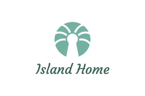 Palm tree and keyhole object with minimalist and modern shape suitable for is Stock Illustration